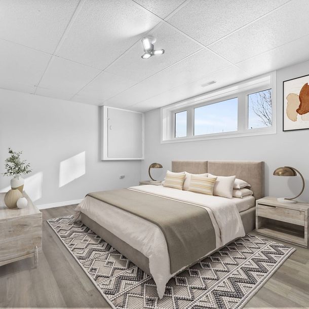 Beautiful bedroom with freshly painted walls